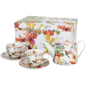 Conjunto linn, porcelana tetera + 2 tazas