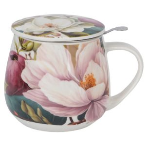 Taza magnolia, porcelana 0,40 l. filtro y tapa
