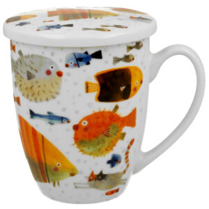 Taza fish, porcelana 0,35 l. filtro y tapa
