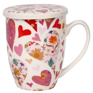 Taza pink-hearts, porc. 0,35 l. filtro y tapa