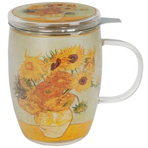 Mug sunflowers, cristal 0,40 l. filtro y tapa