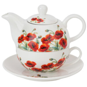 Set poppies, porcelana tea for one
