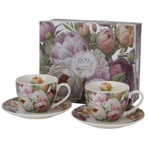 Set piwone, porcelana 2 tazas con plato 0,25 l.